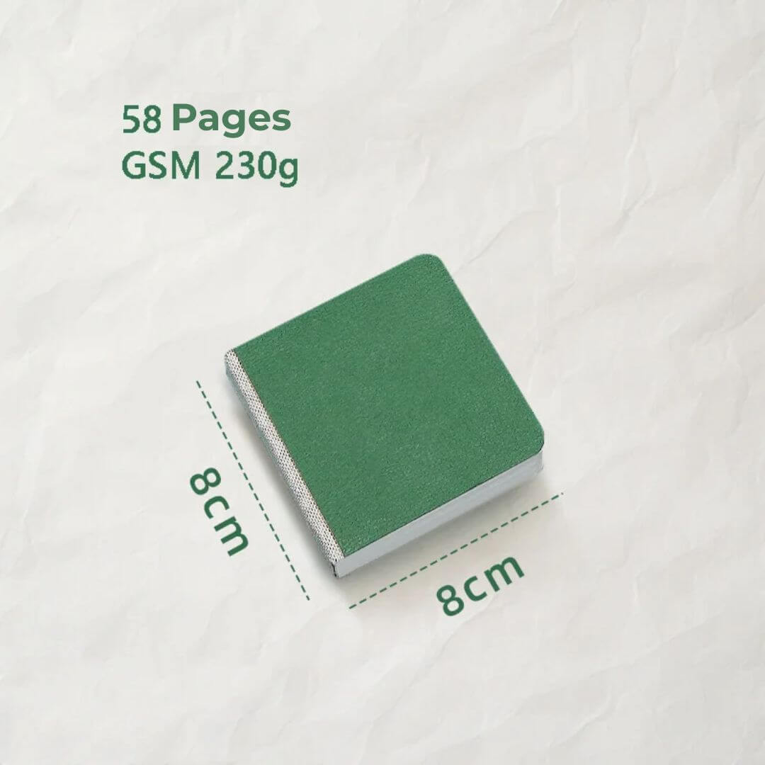 Cahier de dessin vert de 58 pages et de format 8 Ă 18 cm