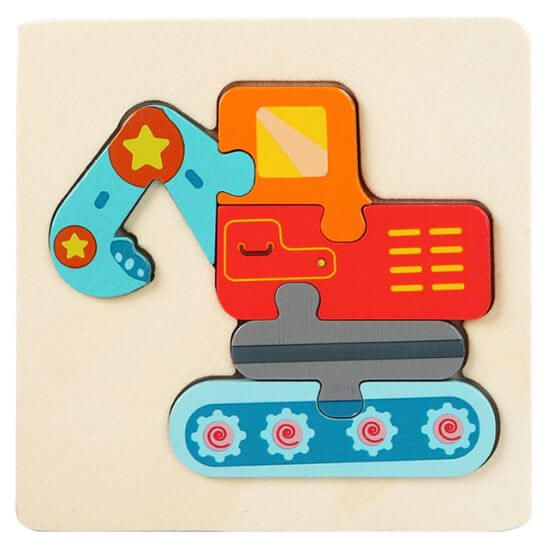 Puzzle en bois éducatif 1-3 ans excavatrice