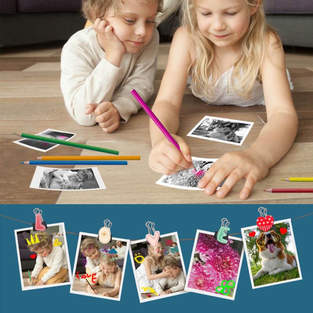 Des enfants qui personnalisent de photos prises avec l'Appareil photo enfant 3 ans