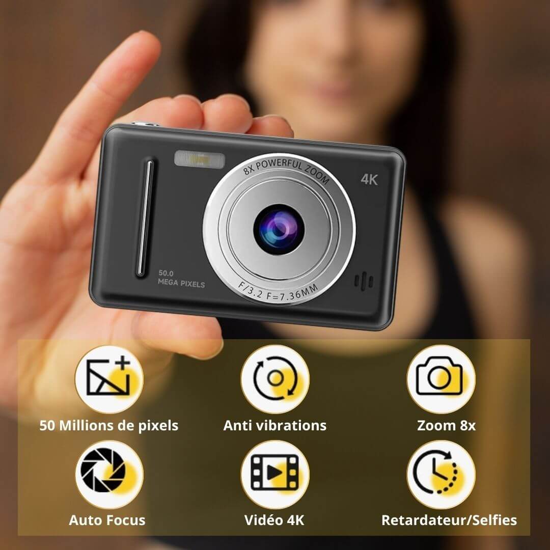 Les caractéristiques de l'Appareil photo enfant - 4K Noir 64GB