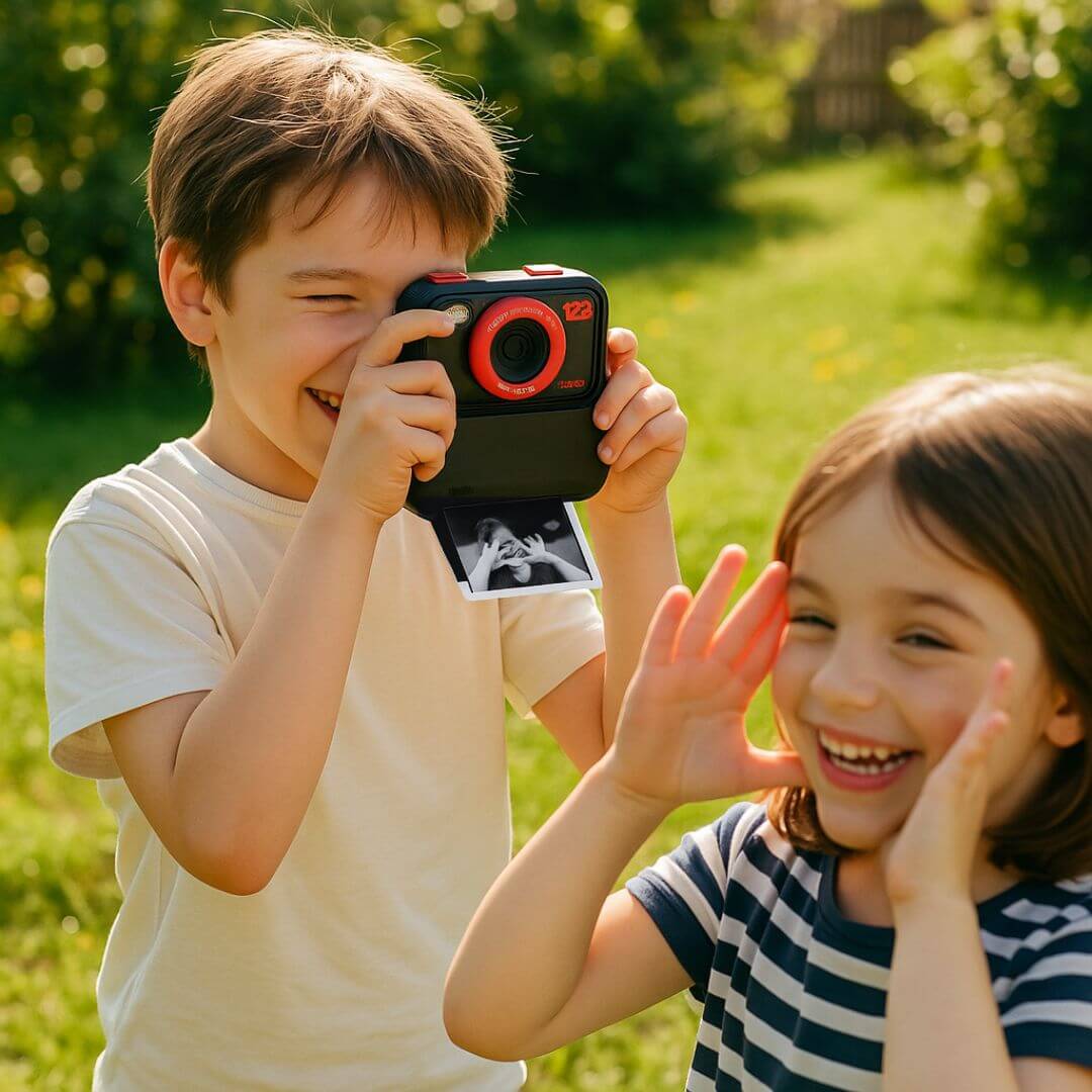 Un garçon qui utilise l'Appareil photo enfant - Insta-Kid™
