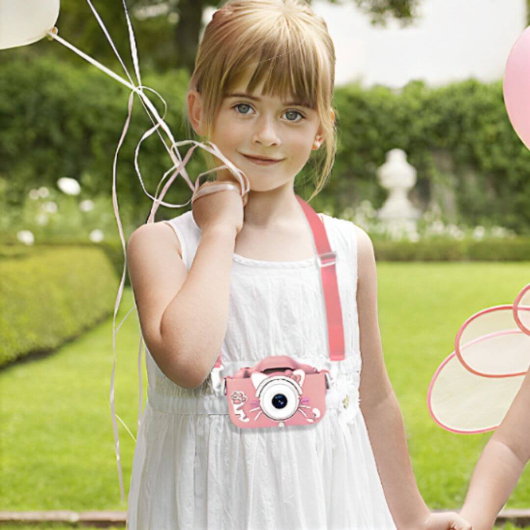 Appareil photo enfant avec étui avec lanière