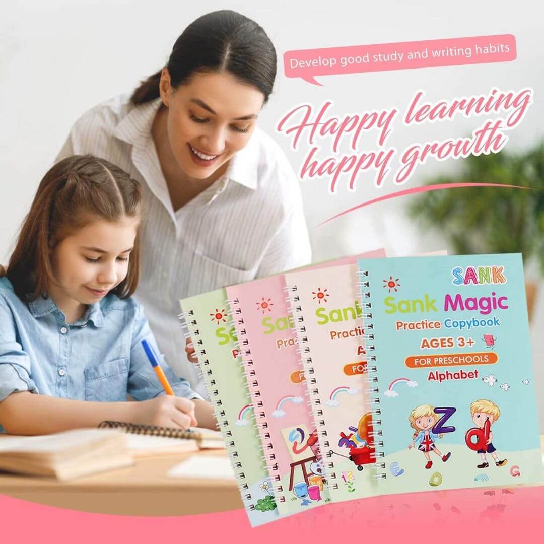 Une fille et sa maman heureuse d'utiliser le Cahier d'écriture - English Practice