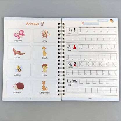 Le Cahier d'écriture magique illustré d'images d'animaux