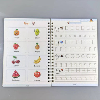Le Cahier d'écriture magique illustré d'images de fruits