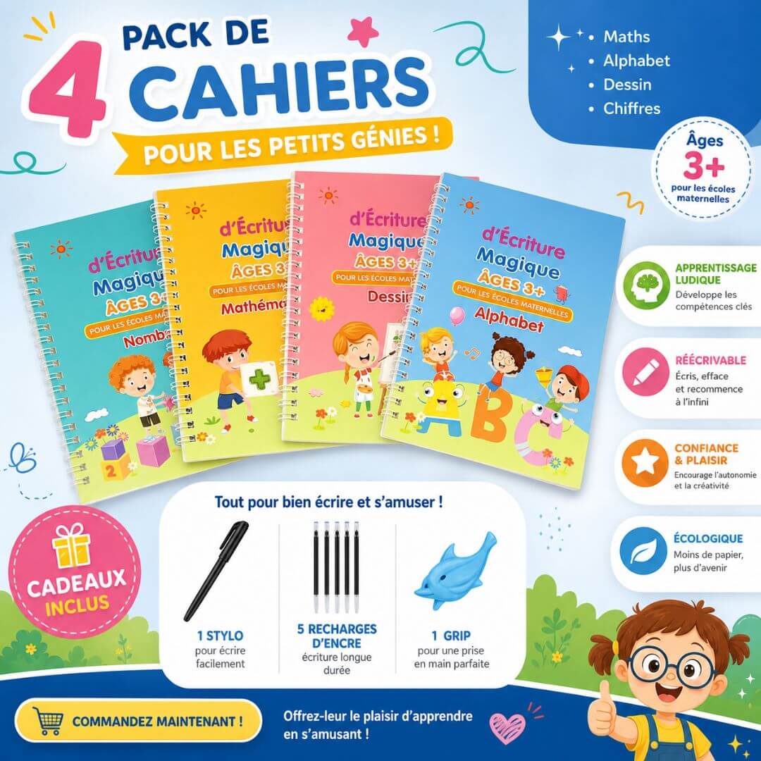 Le Pack Cahier d'écriture magique, pour les petits génies