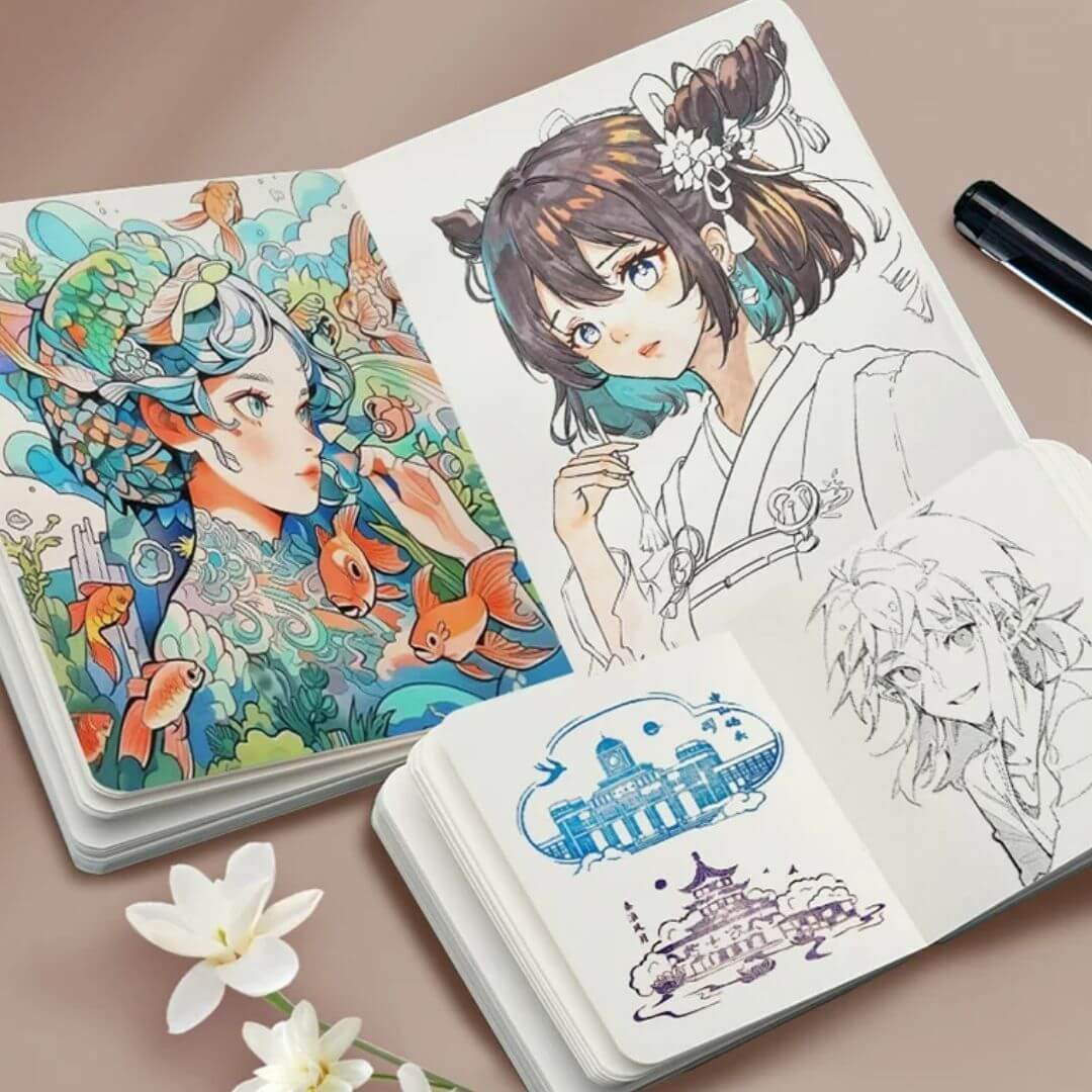 Le Cahier de dessin kaki pour aquarelle