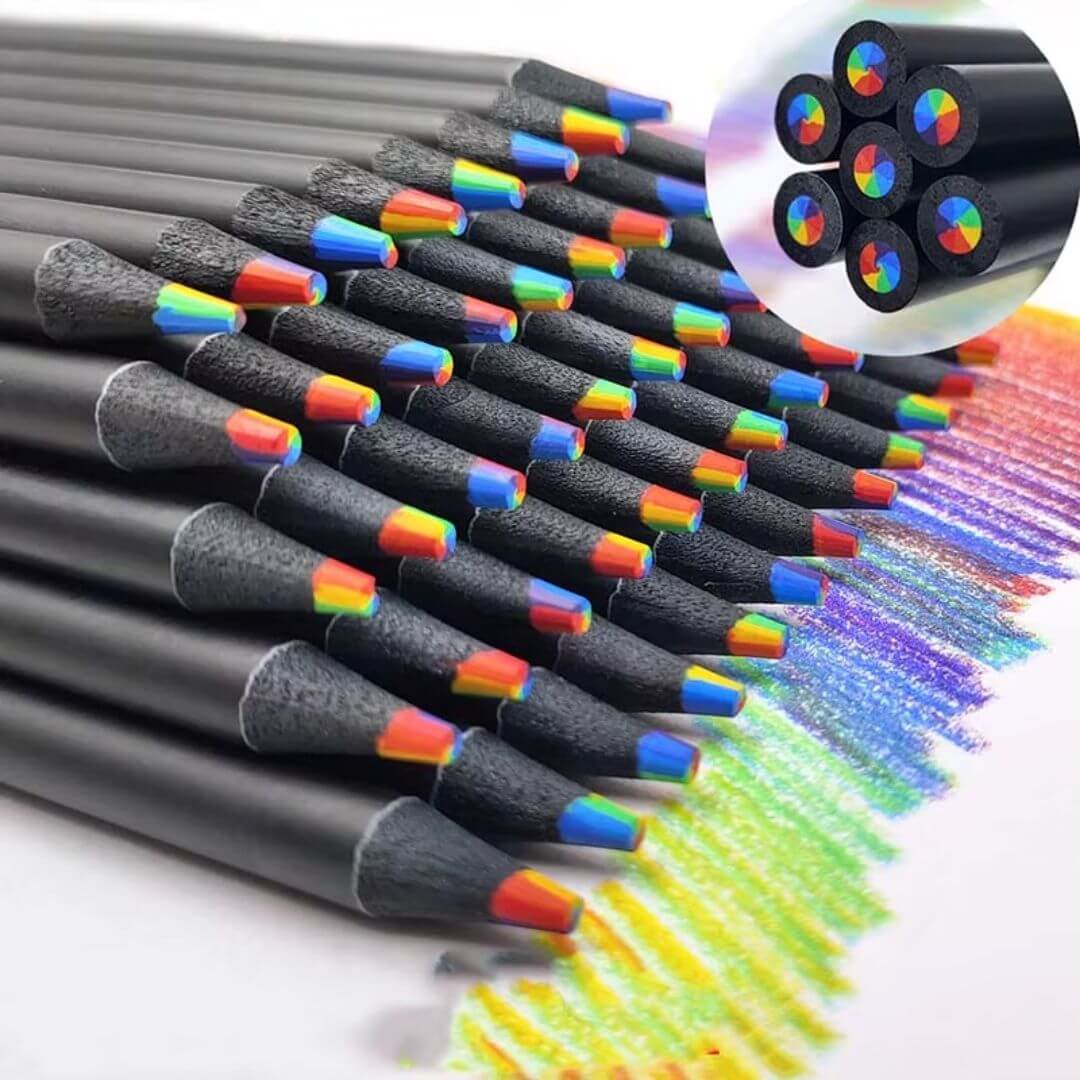 Le Crayon de couleur - Arc-en-ciel en bois noir
