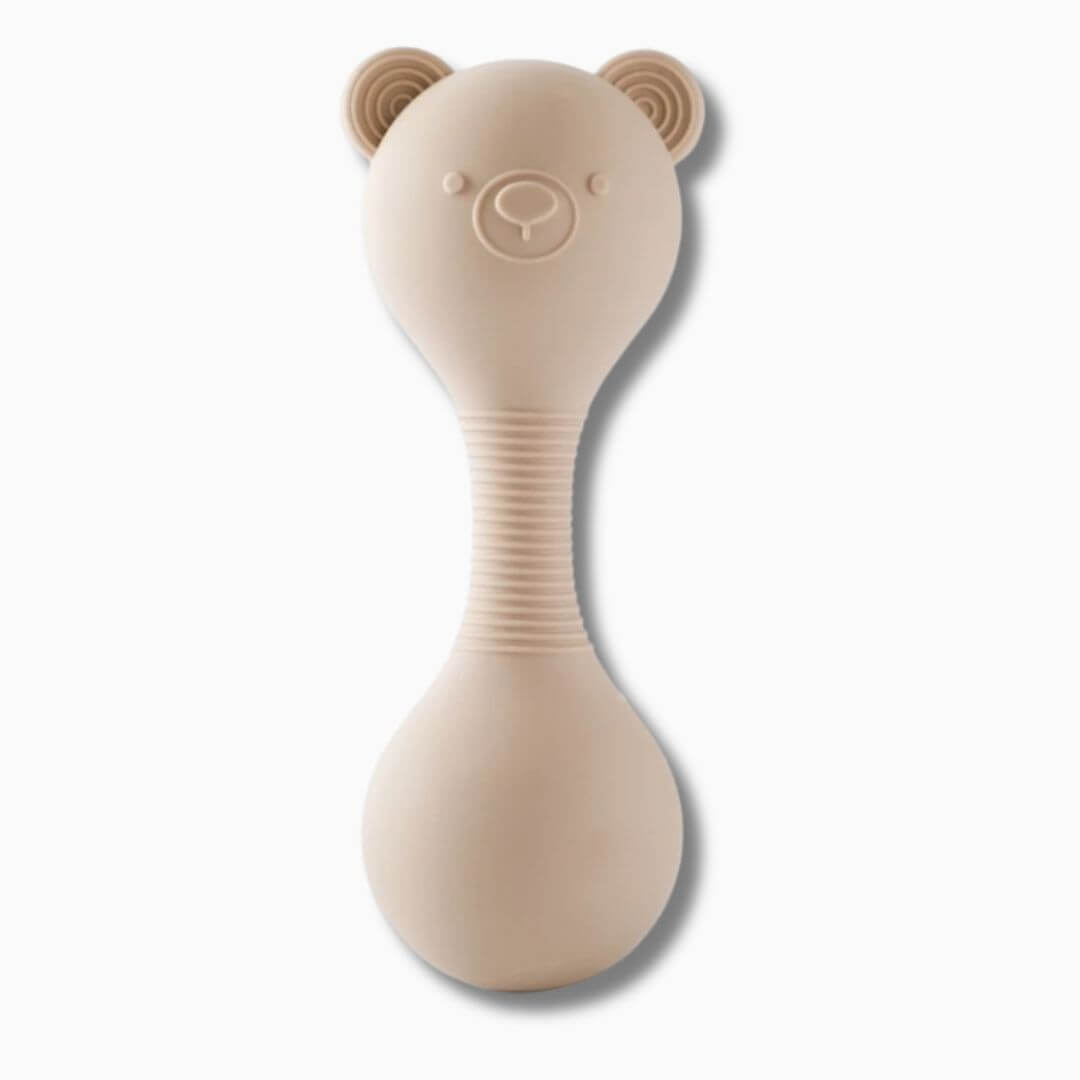 Hochet bebe maracas petit ourson beige