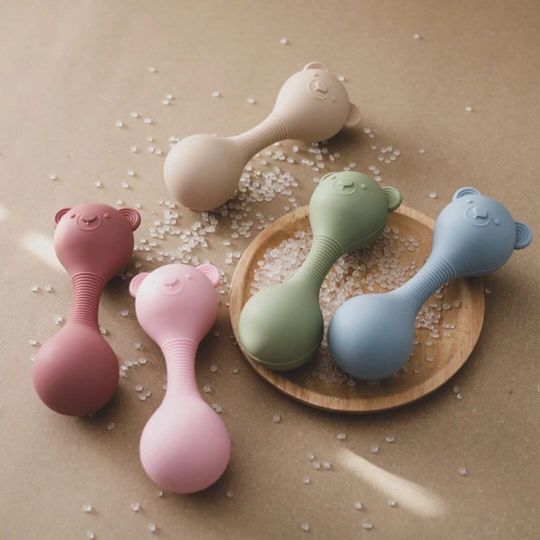 Hochet bebe maracas petit ourson en silicone