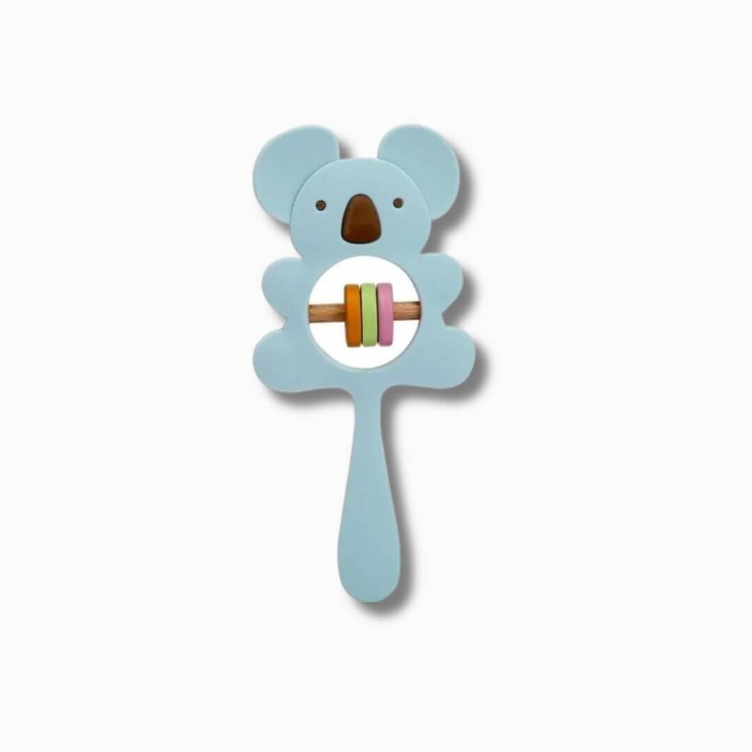Hochet pour bebe le koala en silicone bleu