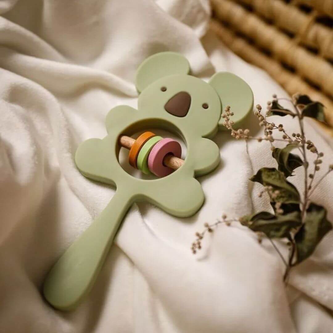 Hochet pour bebe le koala en silicone ergonomique