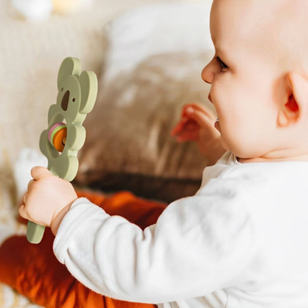 Hochet pour bebe le koala en silicone pour l'éveil sensoriel