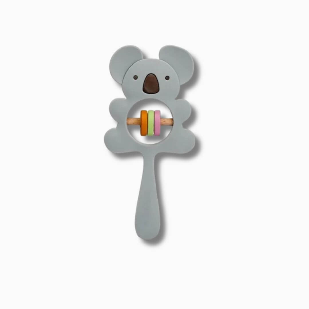 Hochet pour bebe le koala en silicone gris