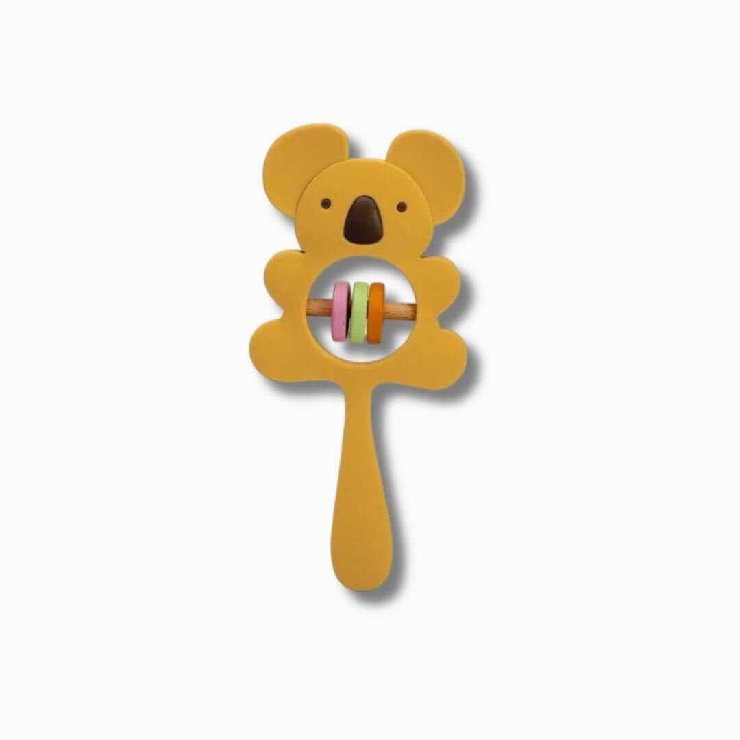 Hochet pour bebe le koala en silicone jaune