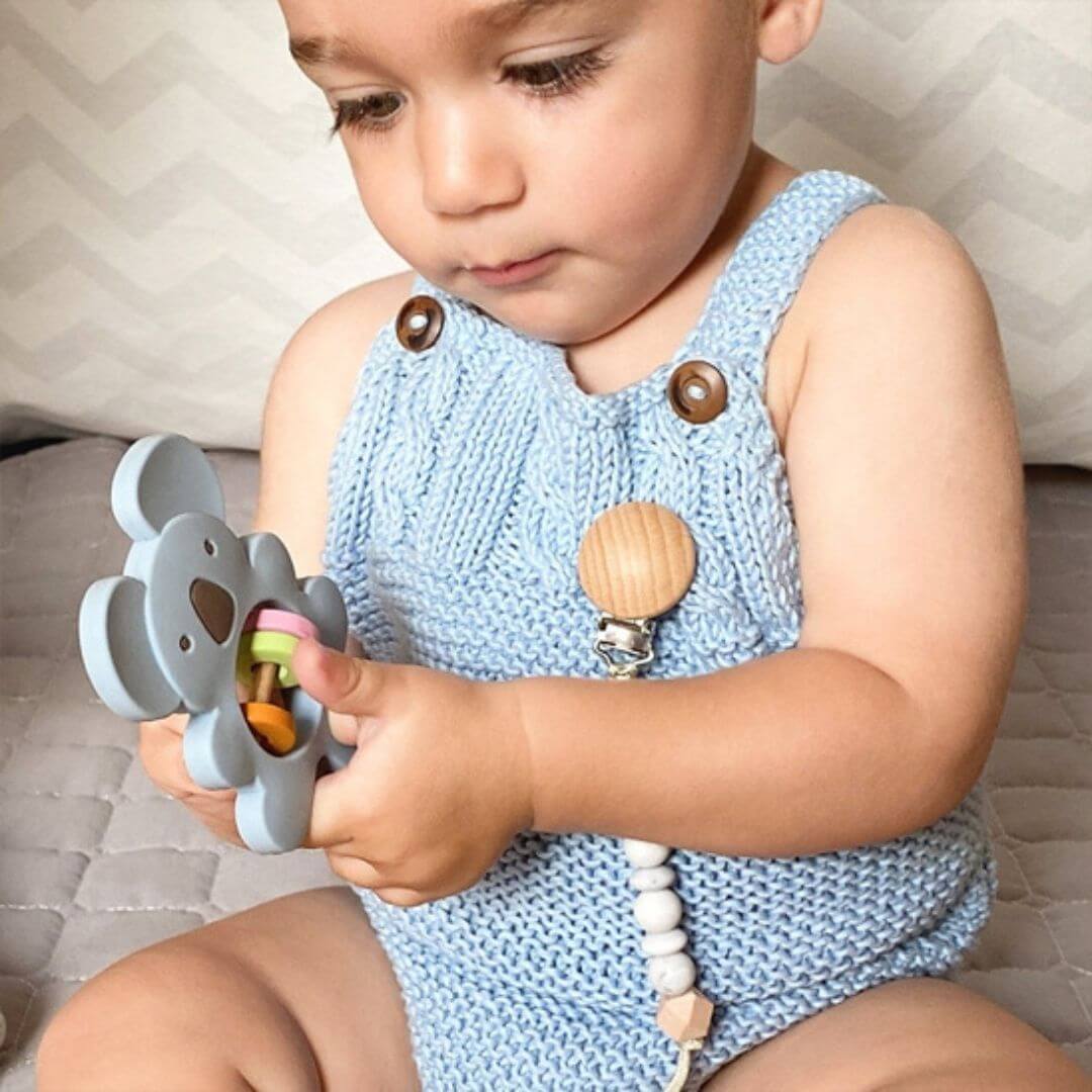 Hochet pour bebe le koala en silicone pour l'éveil des enfants