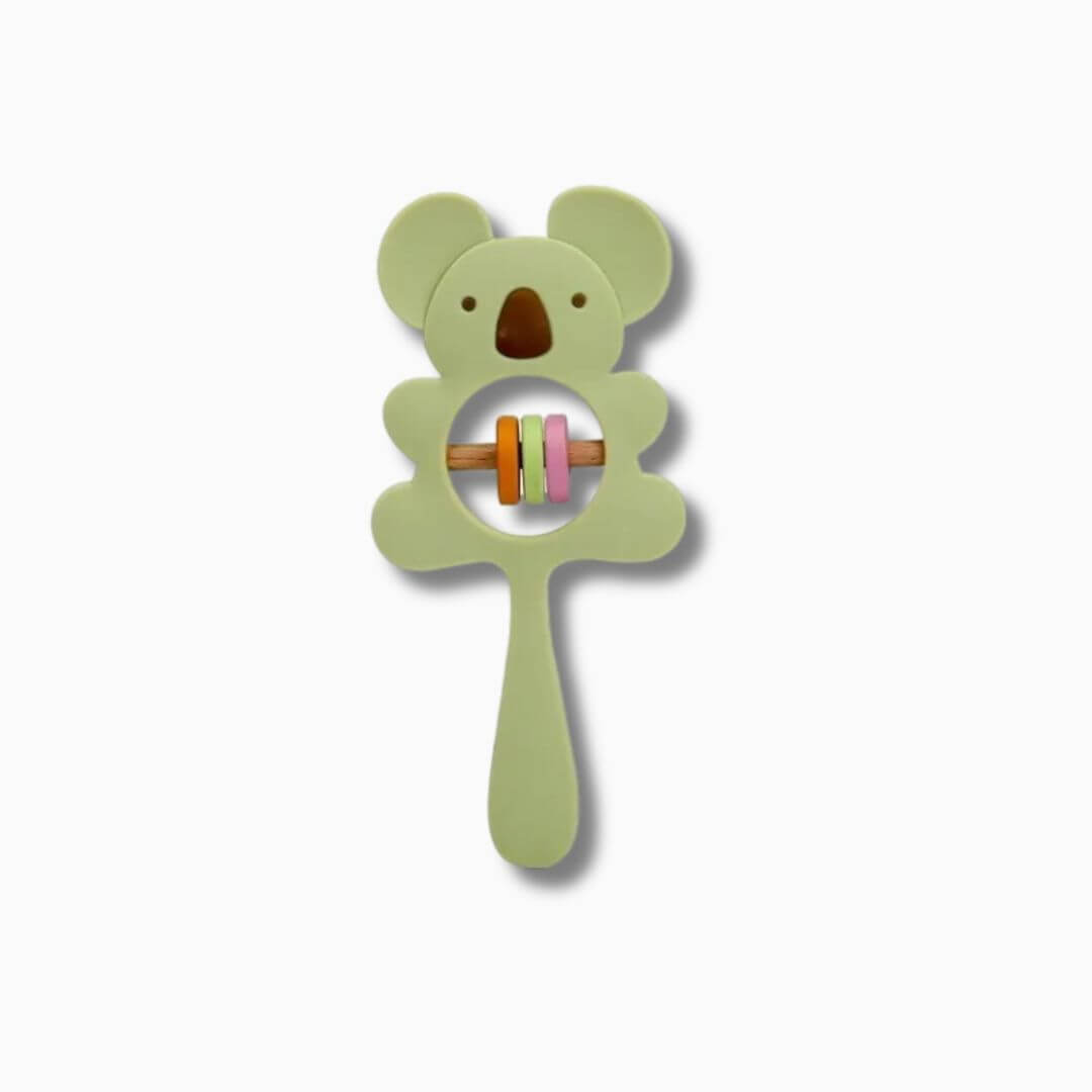 Hochet pour bebe le koala en silicone vert