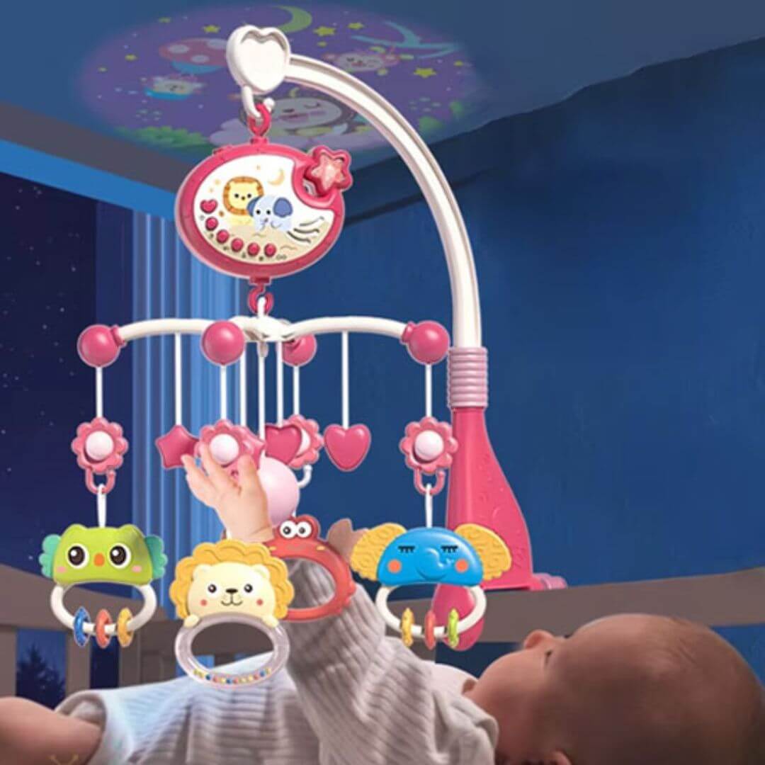 Mobile-musical-bébé-rose-pour-l'éveil-sensoriel