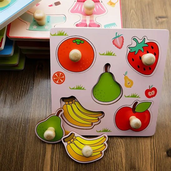 Puzzle bebe Fruits Montessori en couleurs vives