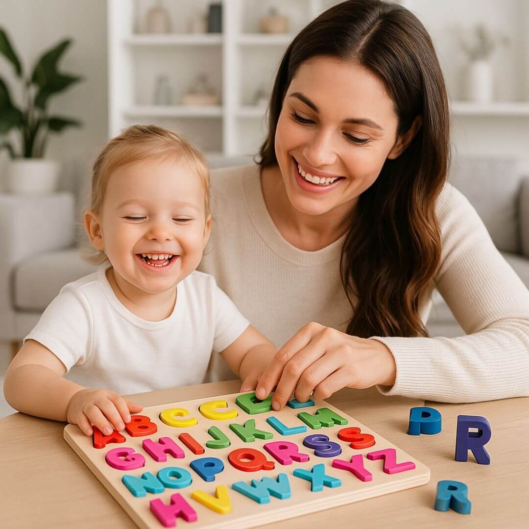 Le Puzzle bois | Lettres et Chiffres, pour interaction bébé-maman