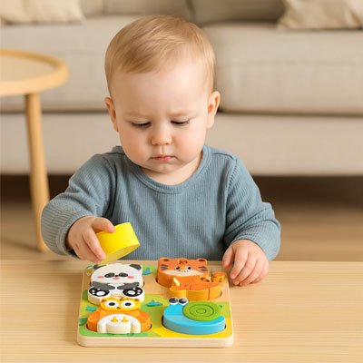 Le Puzzle bois montessori  pour la coordination œil-main