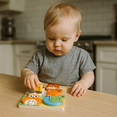 Le Puzzle bois montessori pour la reconnaissance des couleurs