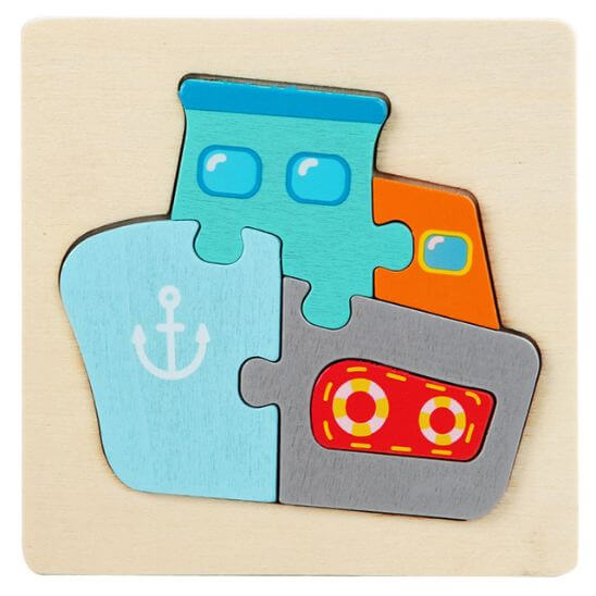 Puzzle en bois éducatif 1-3 ans bateau