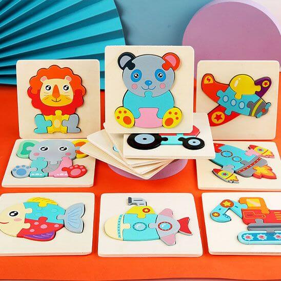 Puzzle en bois éducatif 1-3 ans au beau design