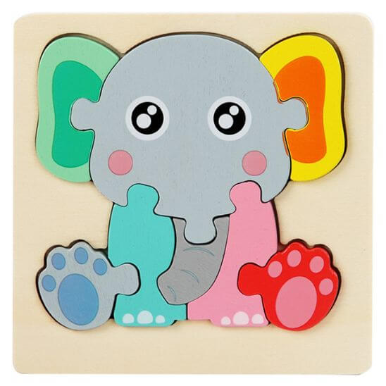 Puzzle en bois éducatif 1-3 ans éléphant
