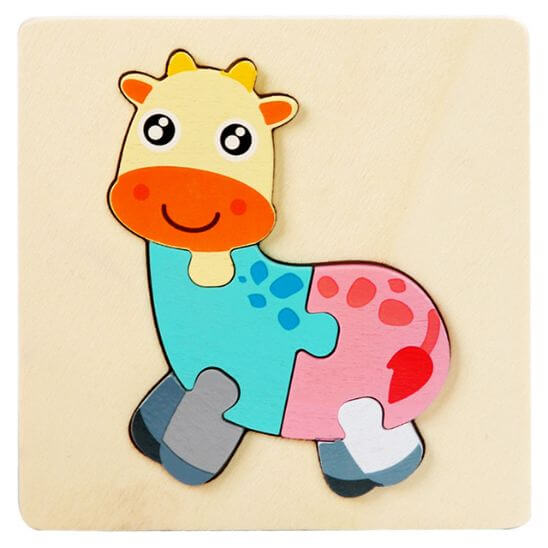 Puzzle en bois éducatif 1-3 ans girafe