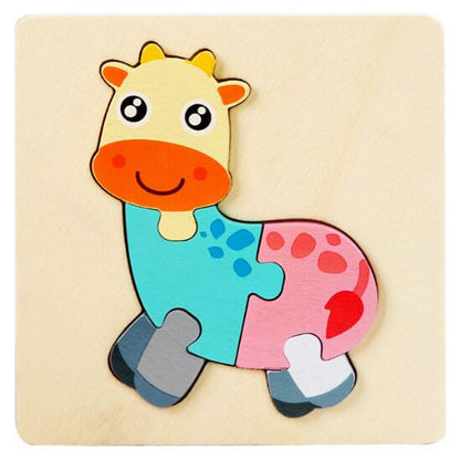 Puzzle en bois éducatif 1-3 ans girafe