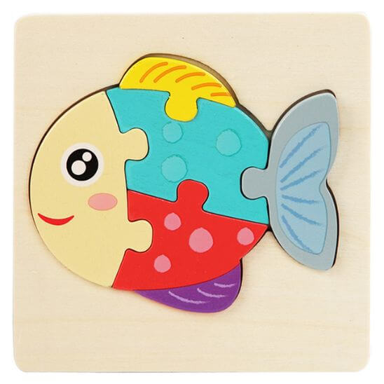 Puzzle en bois éducatif 1-3 ans poisson