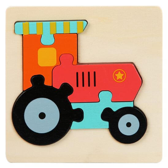 Puzzle en bois éducatif 1-3 ans tracteur