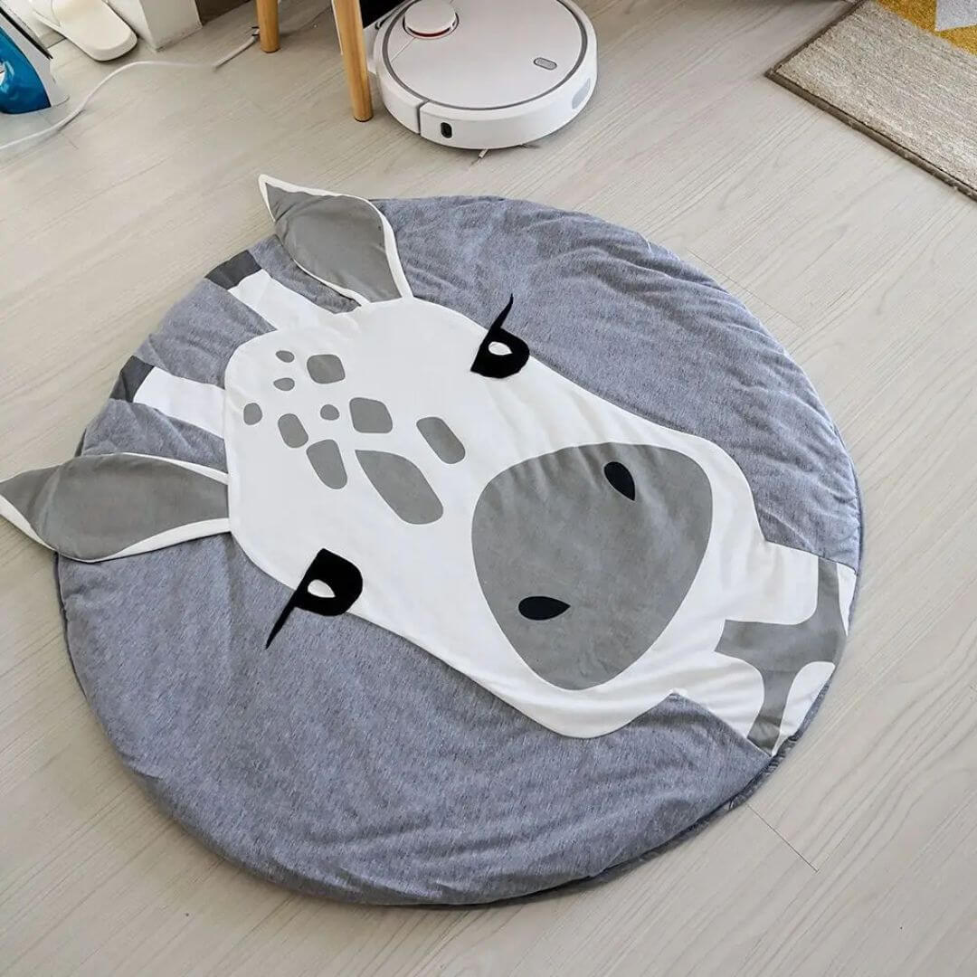 Tapis d'éveil bébé rond girafe sol chambre