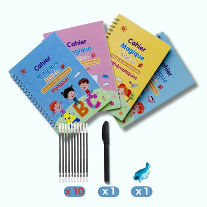 Le pack Cahier d'écriture maternelle avec 10 recharge d'encre, un stylo et un porte-stylo