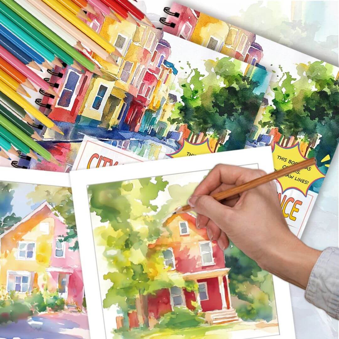 Cahier de coloriage inversé | Le Contour Magique™ – Aquarelle