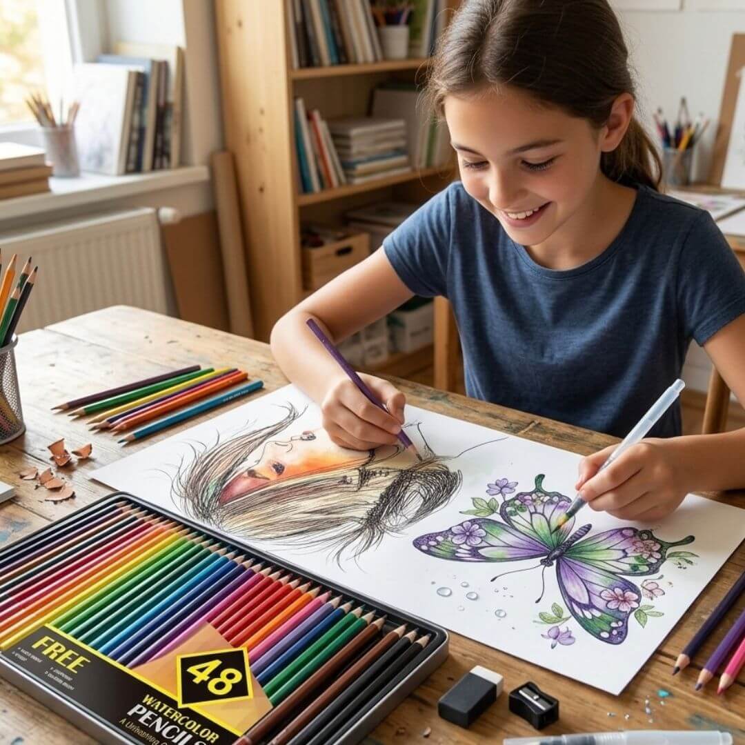 Crayons de couleur aquarelle | AquaColor™ – Boîte de 48 Teintes