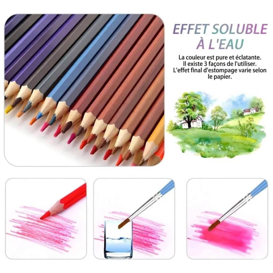 Crayons de couleur aquarelle | AquaColor™ – Boîte de 48 Teintes