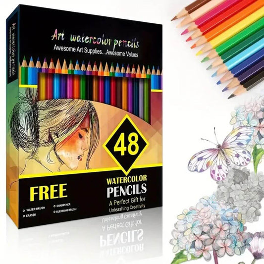 Crayons de couleur aquarelle | AquaColor™ – Boîte de 48 Teintes