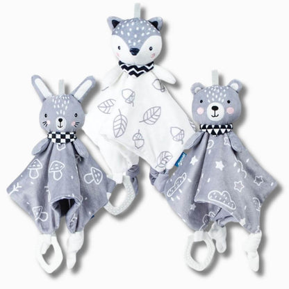 Doudou bébé, hochet style nordique avec têtes d'animaux