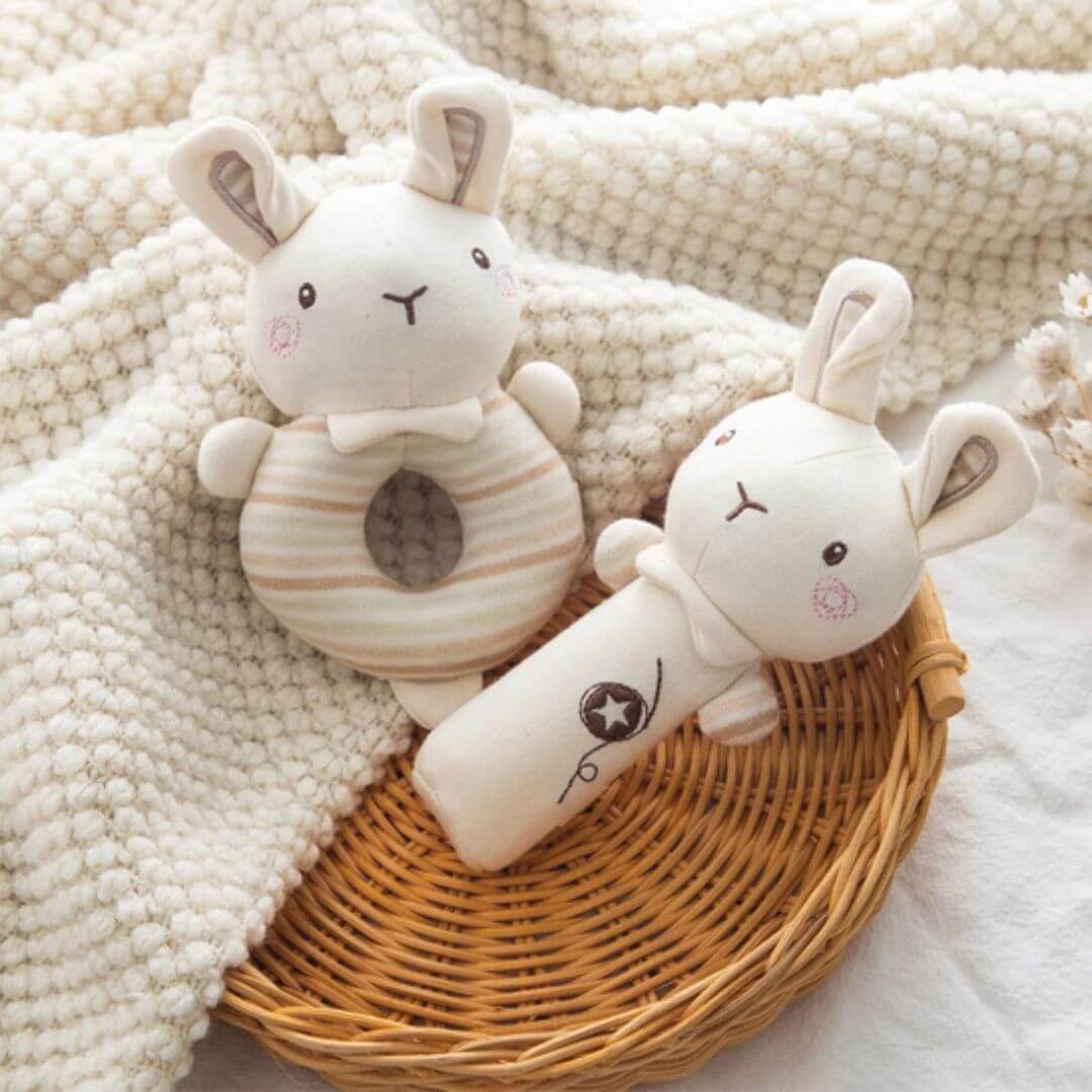 Hochet bébé 3 mois en coton doux