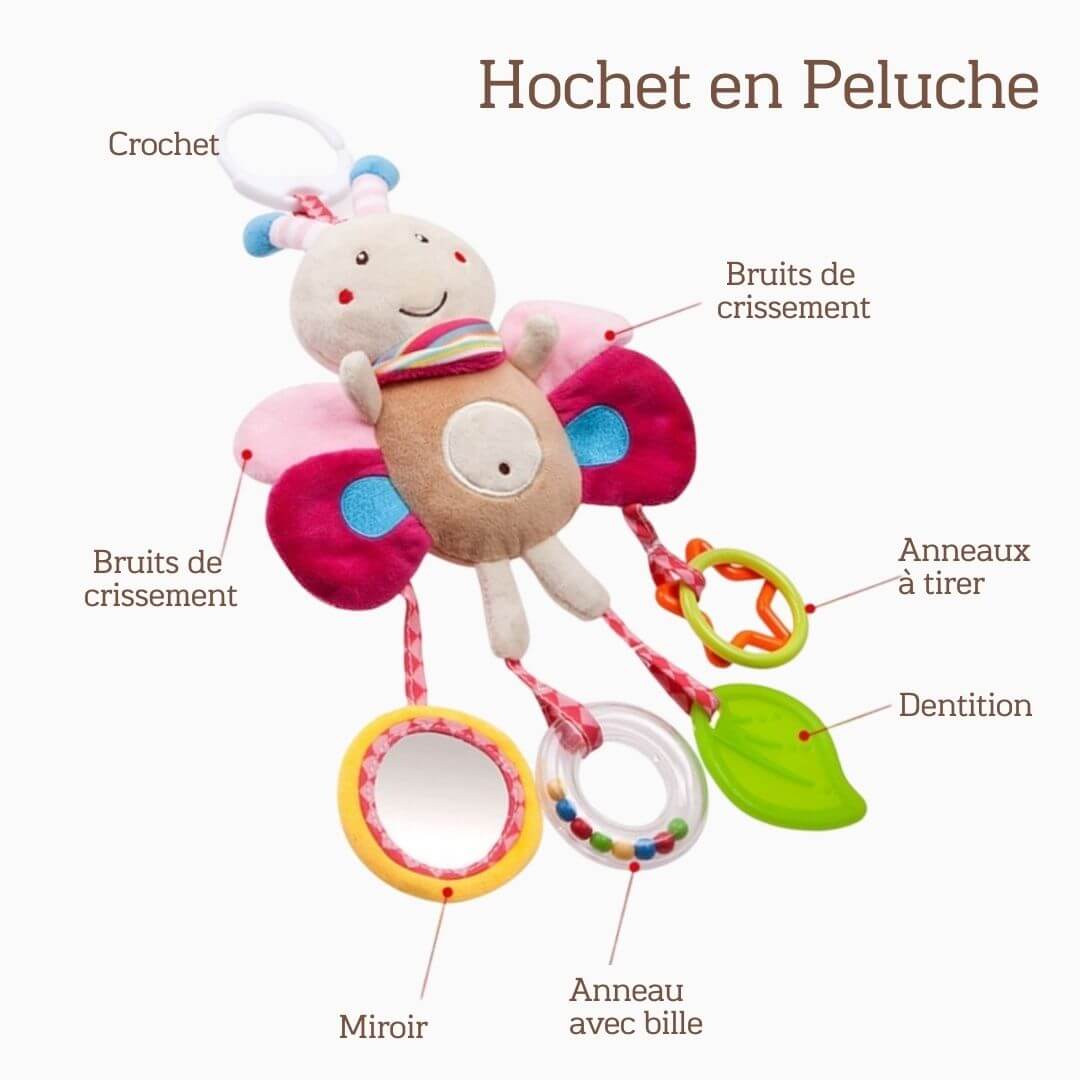 Hochet bebe à accrocher en peluche