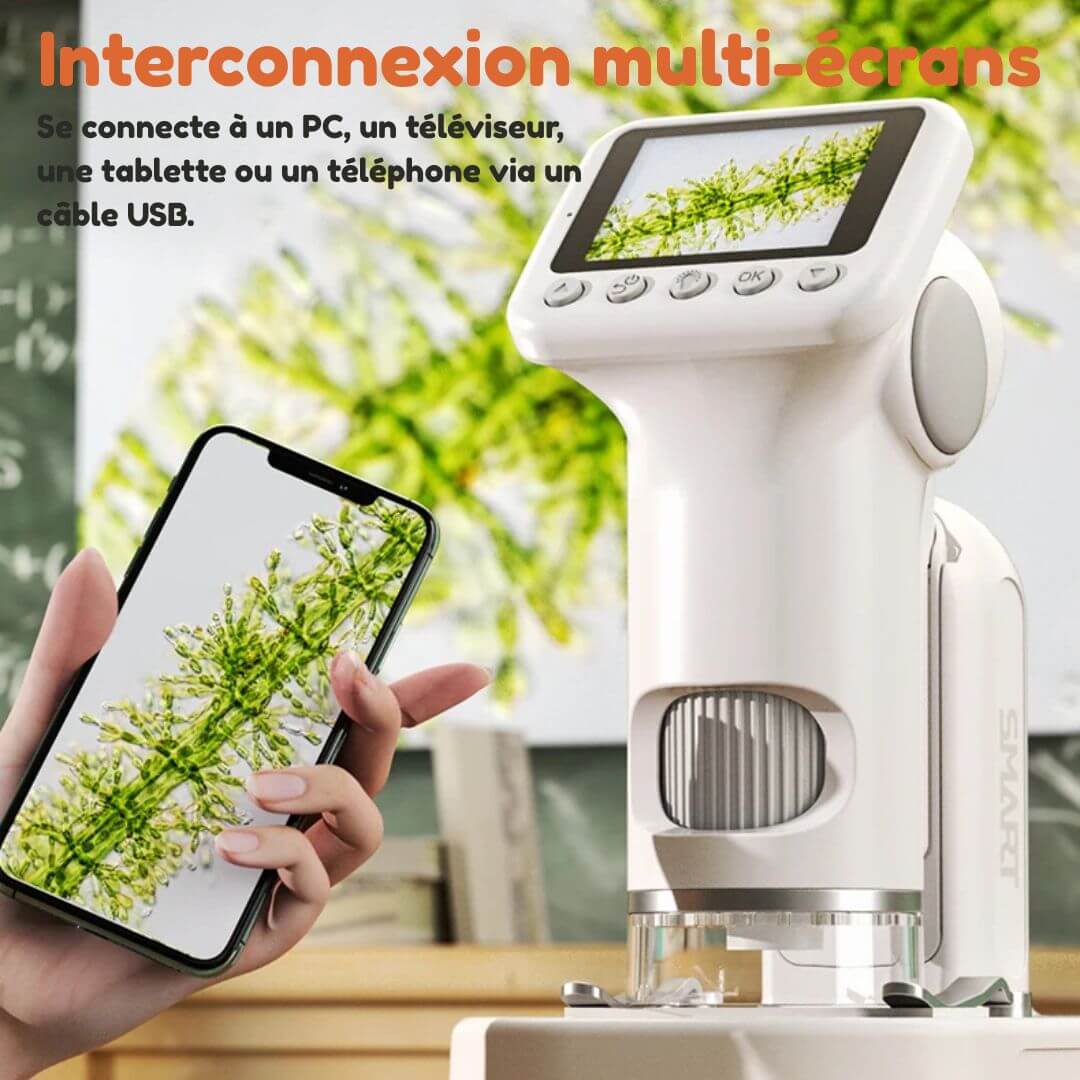 Microscope Portatif MagiScope™ | Numérique HD 1600x avec Écran Couleur 2 pouces, Photo & Vidéo | univers-enfance.com