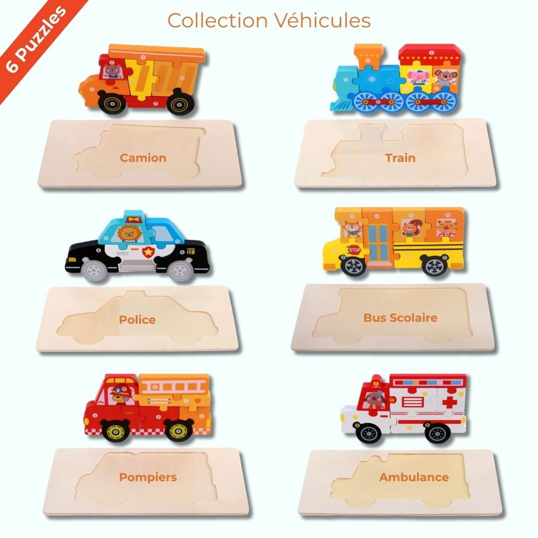 La collection Véhicules du Puzzle enfant Éveil Motricité 1-4 ans