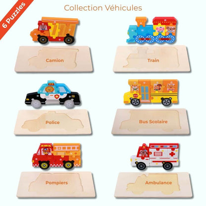 La collection Véhicules du Puzzle enfant Éveil Motricité 1-4 ans